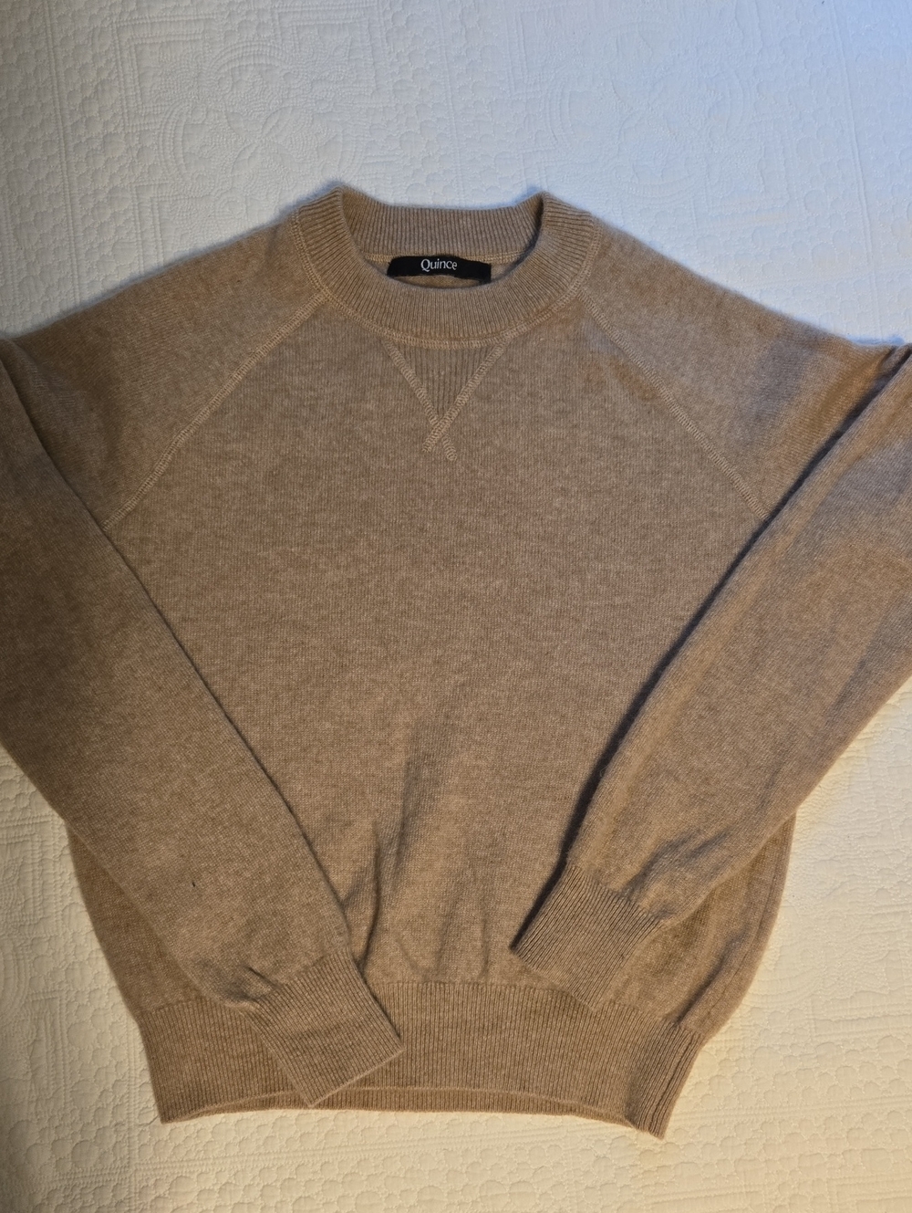 Quince Women's Cashmere Crewneck Shrunken Sweatshirt - Tan
